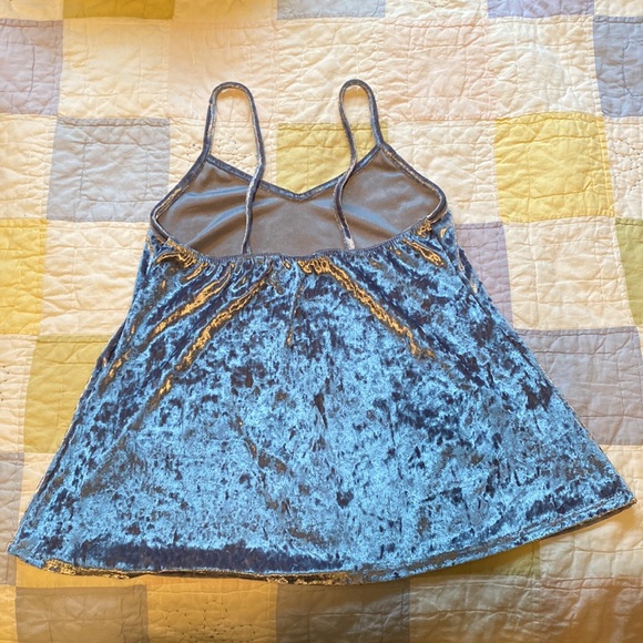 Baby Blue Crushed Velvet Spaghetti Strap Tank Top - Picture 2 of 5